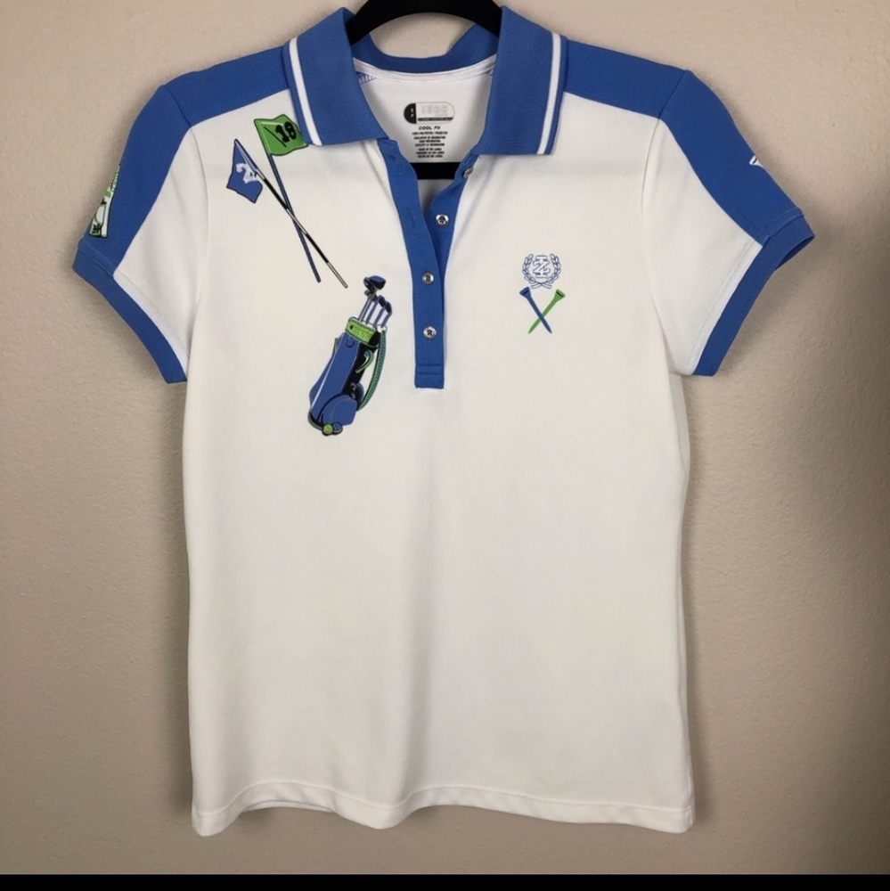 Izod Cool Fx White & Blue Women's Golf Shirt